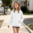 thumbnail image 5 of hotojiny Girls Sweatshirt Oversized Hoodies for Teen Boys Unisex Long Sleeve Quarter Button Pullover Thermal Clothing(White,15-16 Years), 5 of 6