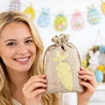 thumbnail image 4 of HaoXun Easter Linen Drawstring Gift Bag - Candy Egg Storage Pouch for Easter Holiday Home Party Supplies, 4 of 6