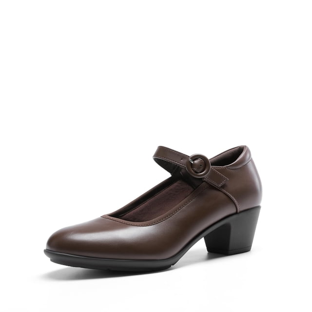 Zapatos Mary Jane para Mujer DREAM PAIRS Tacones Bajos y Gruesos Marrones