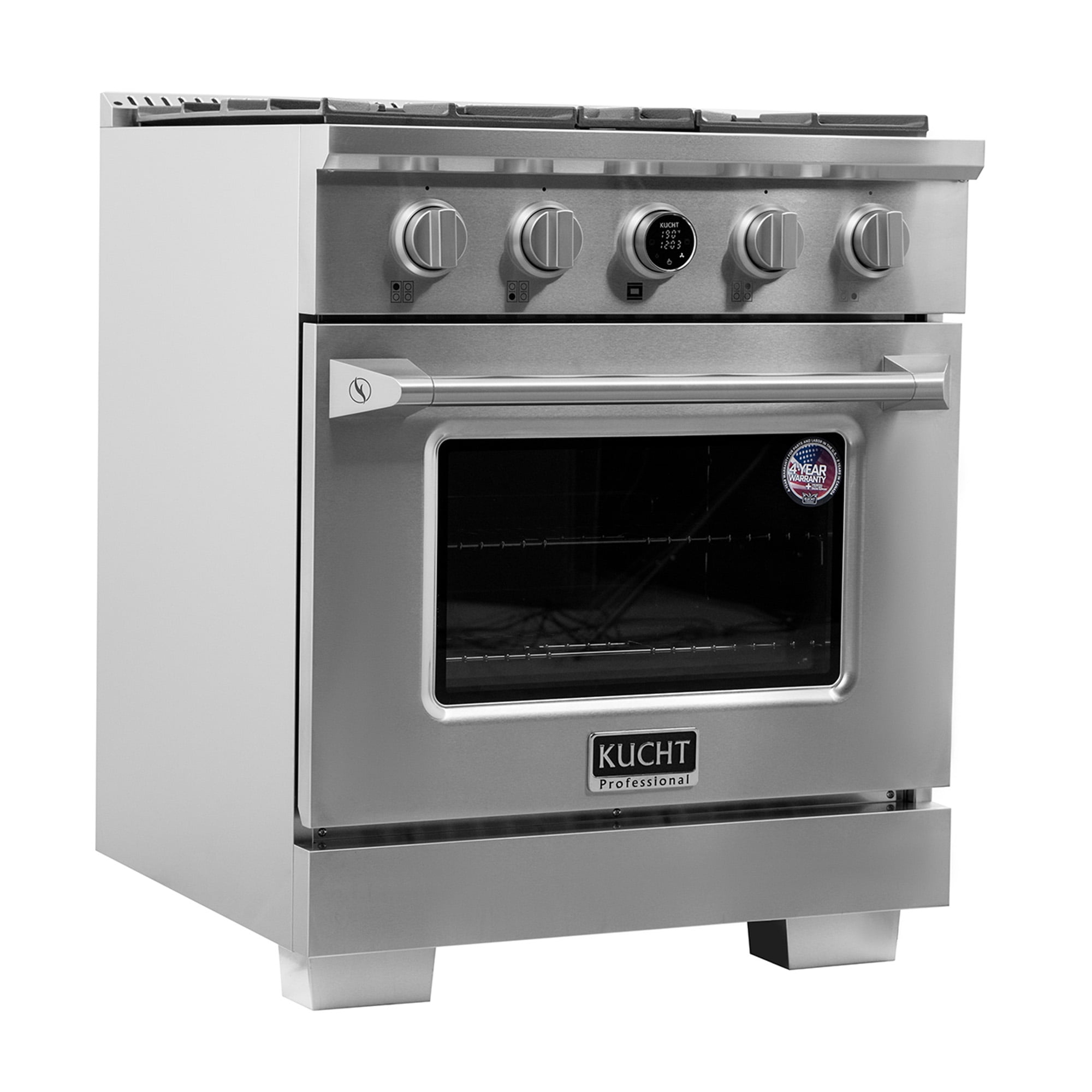 30 in. 4.2 cu. ft. 4 Burners Dual Fuel Range for Natural Gas in Stainless Steel.