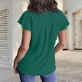 thumbnail image 4 of RYRJJ Women 2023 Summer V Neck Ruffle Short Sleeve Blouse Dressy Solid Casual Swiss Dot Flowy Shirt Tunic Top(Green,XXL), 4 of 9
