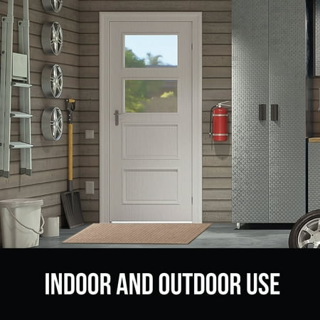 Gorilla Grip Moisture Guard Doormat, Indoor Outdoor Rubber Backed Weather Mat, 35x23, Beige