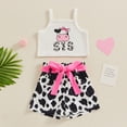 thumbnail image 2 of Bagilaanoe 2pcs Toddler Baby Girl Shorts Set Letter Print Sleeveless Tank Tops Tops + Shorts with Belt 6M 12M 18M 24M 3T 4T Kids Casual Summer Clothes, 2 of 7