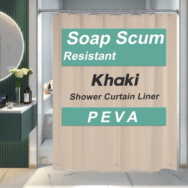 AmazerBath Forro para cortina de ducha, 72 x 72, forro transparente para cortina de ducha, forro de plástico impermeable, linda cortina de ducha ligera de PEVA para baño con 3 imanes y 12 ojales de me
