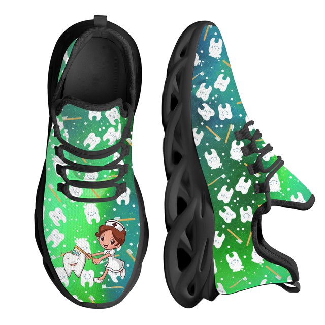 Zapatillas deportivas informales transpirables con estampado de enfermera y dientes kawaii para mujer , zapatillas de malla para mujer, tenis masculinos