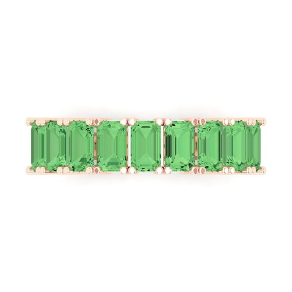 2.61 ctw Wedding Band for Women - 18K Rose Gold Simulated Green Diamond Stackable Eternity Ring