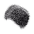 thumbnail image 3 of Gorro de Piel Sintética de Invierno Unisex Grueso para Esquí Negro Gris Oscuro, 3 of 8