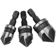 thumbnail image 2 of 3-teiliges 90-Grad-5-Nuten-Fasenbohrer-Set für Holz, Metall, Schnellwechsel-1/4-Zoll-Sechskant-Fasenbohrer, Kohlenstoffstahl-Schneidwerkzeug, 2 of 5