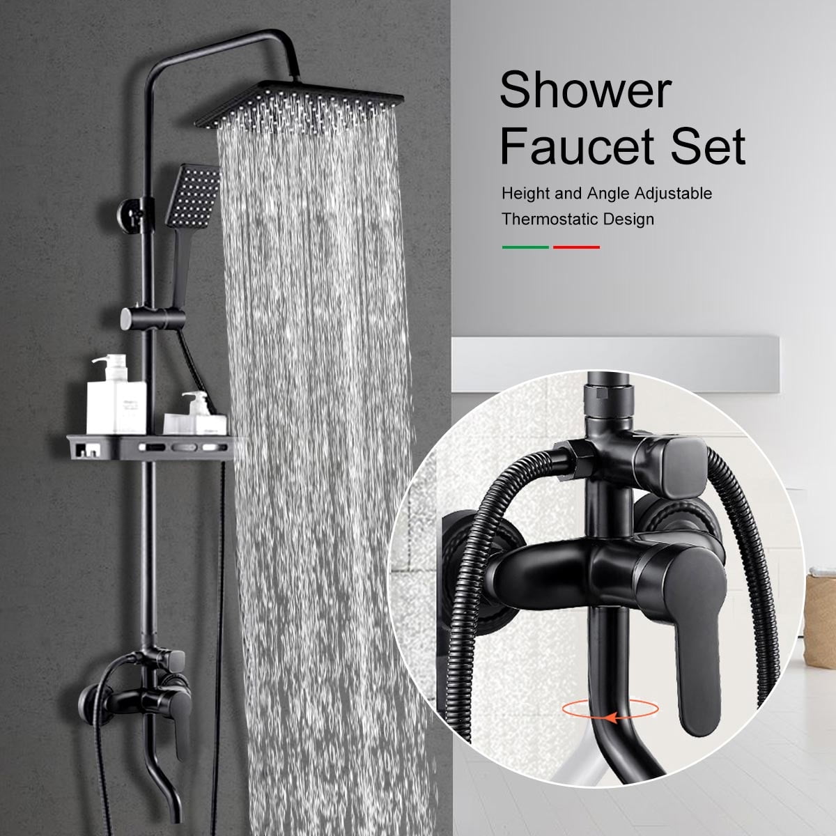 BVSOIVIA Shower Faucet System Set 8 Rainfall Shower Head Combo Mixer