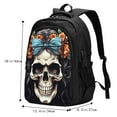 thumbnail image 5 of Pofeuu Bow Flower Skull Print Storage Laptop Backpack with USB Charging Port[Water Resistant] College Computer Bookbag Fits, 5 of 7