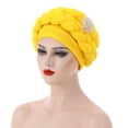 thumbnail image 1 of Fashion Women Beading Braid Hat Muslim Ruffle Cancer Wrap Cap Sleep Caps Satin Lined Hair Bonnets, 1 of 3