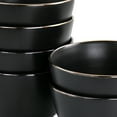thumbnail image 3 of Elama Paul 6 Piece Stoneware Bowl Set in Matt Black with Gold Rim, 3 of 6