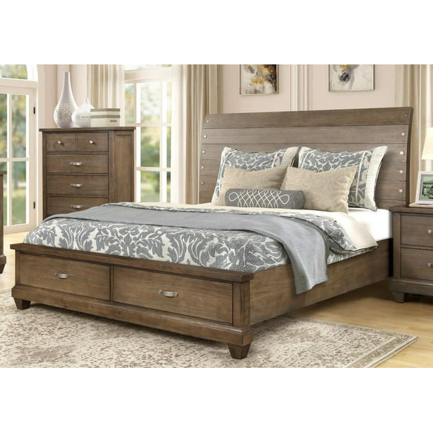 1Pc Modern King Size Storage Bed Furniture Wooden Bedroom ...