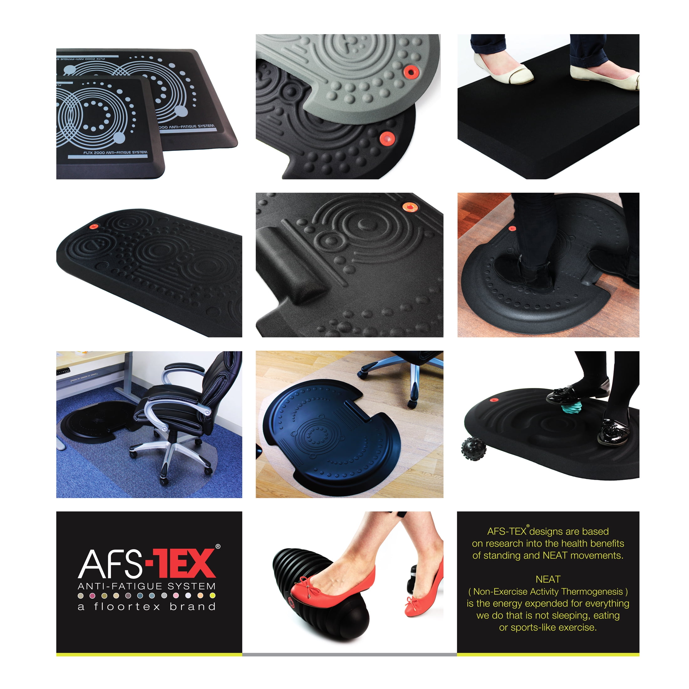 AFS-TEX® 2000 Black Active Anti-Fatigue Mat - 20" x 32"