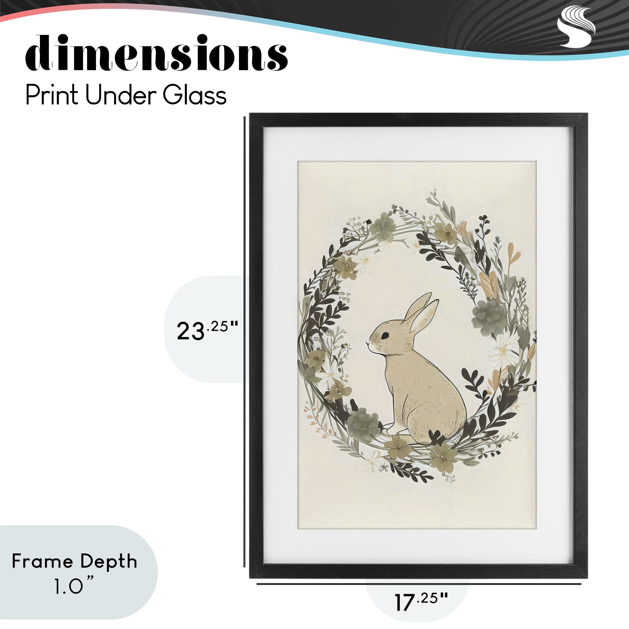 Stupell Industries Pastoral Bunny Wreath Black Framed Print Under Glass, design by Creative Studio