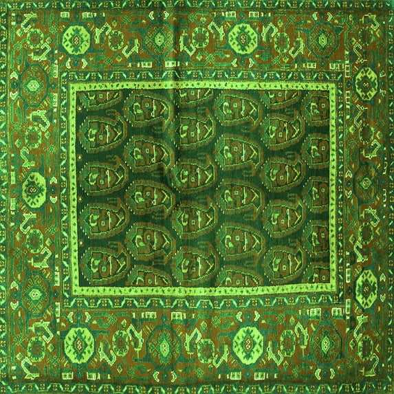 Ahgly Company Indoor Square Persian Green Traditional Area Rugs, 6' Square