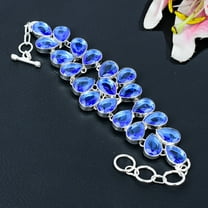 Tanzanite Quartz Gemstone Handmade 925 Sterling Silver Bracelet 7-8"