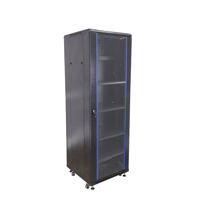 FixtureDisplays® Server AV Cabinet Audio Video Equipment Rack Lock Keys Metal Black 37U w/Shelf 15594