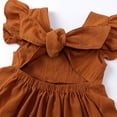 thumbnail image 7 of VNKIDY Toddler Kids Girls Backless Bow Tie Dress Ruffle Sleeve Square Neck Solid Color Casual Sundress For Summer Daily Wear Brown 3-4 Years, 7 of 7