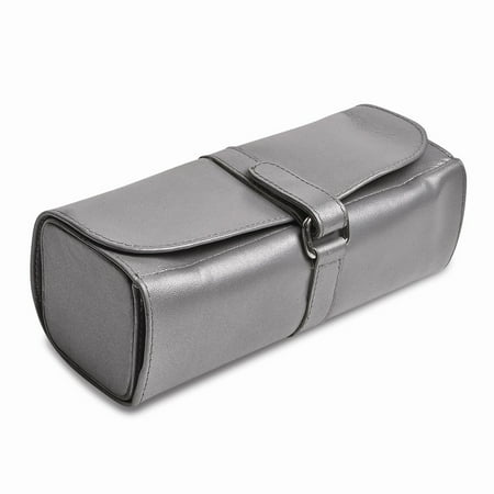 Leather Rolled Strap - Silver Leather Snap Strap Large Jewelry Roll