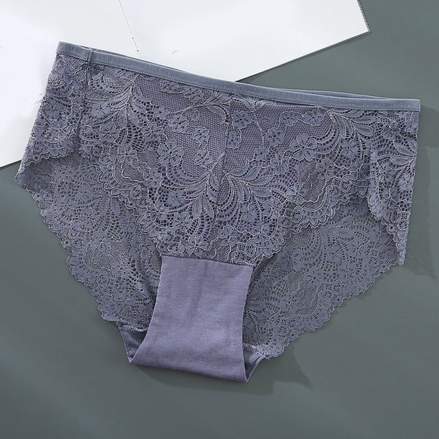 willbest pantaletas de algodón para mujer mujer ropa interior sexy bragas de encaje stretch soft ladies hipster briefs underwear lady underwear 361 Azul, vista frontal centrada de hipster de encaje floral con panel interior de algodón liso, banda elástica baja y borde festoneado sobre fondo neutro; también usadas como ropa interior diaria cómoda.