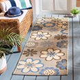 thumbnail image 3 of SAFAVIEH Courtyard Kristopher Floral Indoor/Outdoor Area Rug, Natural Brown/Blue, 2' x 3'7", 3 of 9