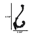 thumbnail image 2 of Set Of 3 Forged Cast Iron Black French Scroll Art Double Hooks Wall Coat Hangers, 2 of 8