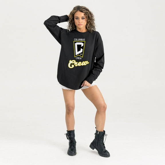 Women's Gameday Couture  Black Columbus Crew Oversized Long Sleeve T-Shirt