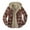Brown, variant on Mens Thermal Quilted Lined Flannel Shirts Jackets Hooded Button Down Long Sleeve Shirt Cozy Warm Winter Flannel Coats Thickened Plaid Jacket