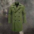 thumbnail image 6 of uublik Mens Trench Coat Army Green Long Sleeve Classic Overcoat Open Front Cardigan Jacket, 6 of 6
