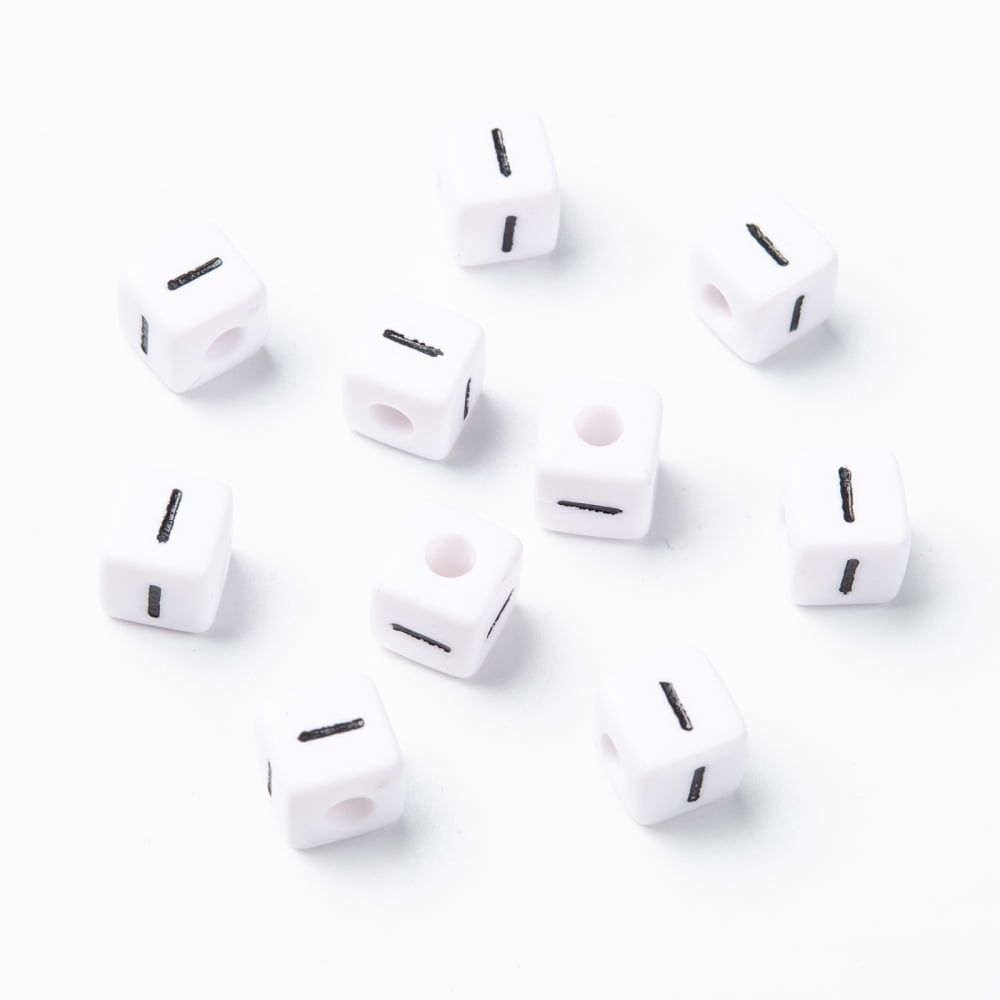 Letter Acrylic European Beads Horizontal Hole Cube Letter.I 10x10x10mm Hole: 3.5~4mm about 598pcs/500g