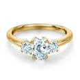 thumbnail image 3 of Gem Stone King 18K Yellow Gold Plated Silver Sky Blue Aquamarine Engagement Ring for Women | 1.09 Cttw | Oval 7X5MM | Gemstone March Birthstone | Size 9, 3 of 6