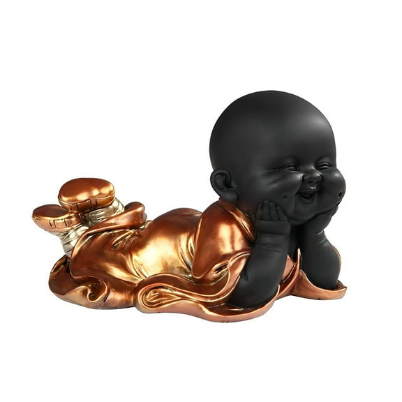FC Design 7"H Little Buddhist Monk in Golden and Black Figurine Statue Sculpture Ornament Decoration Home/Room Decor and Unique Gift Ideas for Housewarming, Holidays and Birthdays