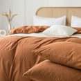 thumbnail image 6 of ZOVAN Duvet Cover Set 100% Washed Cotton Super Soft Breathable Durable (Caramel Pumpkin, Full), 6 of 7