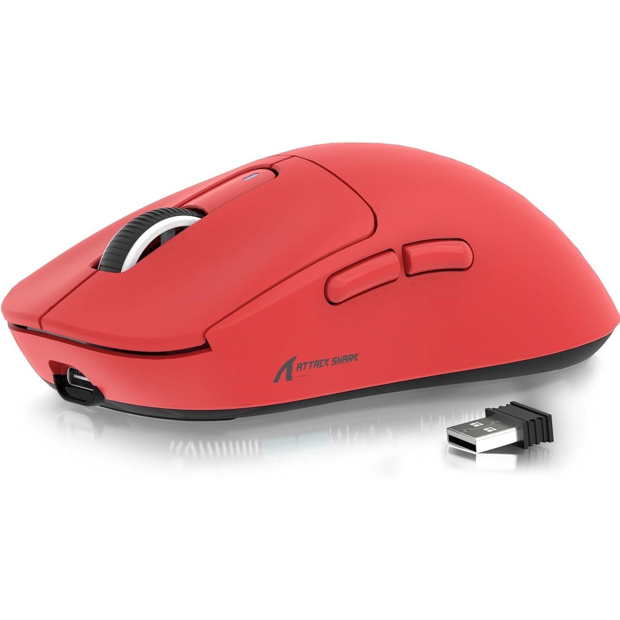 ATTACK SHARK X3 Wireless Gaming Mouse, 49g Ergonomic Design, Tri-Mode Bluetooth/2.4G/USB-C Wired, PAW3395 Optical Sensor, 26000 DPI, Programmable Buttons, for PC/Laptop/Mac, Red