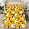 thumbnail image 2 of Feelyou Sugar Halloween Ghost Full Size Sheets for Child, Funny Pumpkin Spider Web Bed Sheets, Cartoon Rustic Flower Sheet Sets, Super Cozy Room Decor, 4 Pieces, 2 of 7