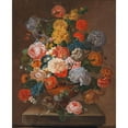 thumbnail image 2 of Johann Oberer 12x14 Gold Ornate Wood Frame and Double Matted Museum Art Print Titled - A Bouquet of Flowers with a Bird's Nest,, 2 of 4