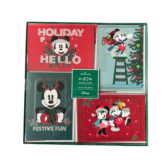Hallmark 40 Holiday Cards with Matching Self-Sealing Envelopes (Disney Mickey and Minnie)