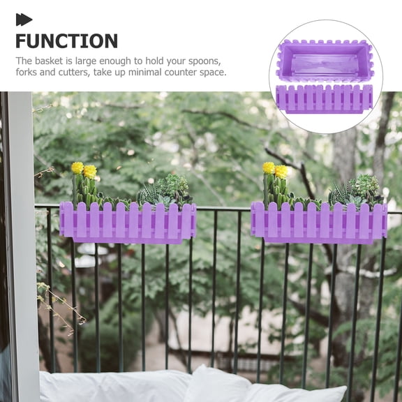 UPOUART 2-Pack Rectangular Plastic Flower Window Box 12.6x5.9x4.3in for Indoor Outdoor Garden Decor