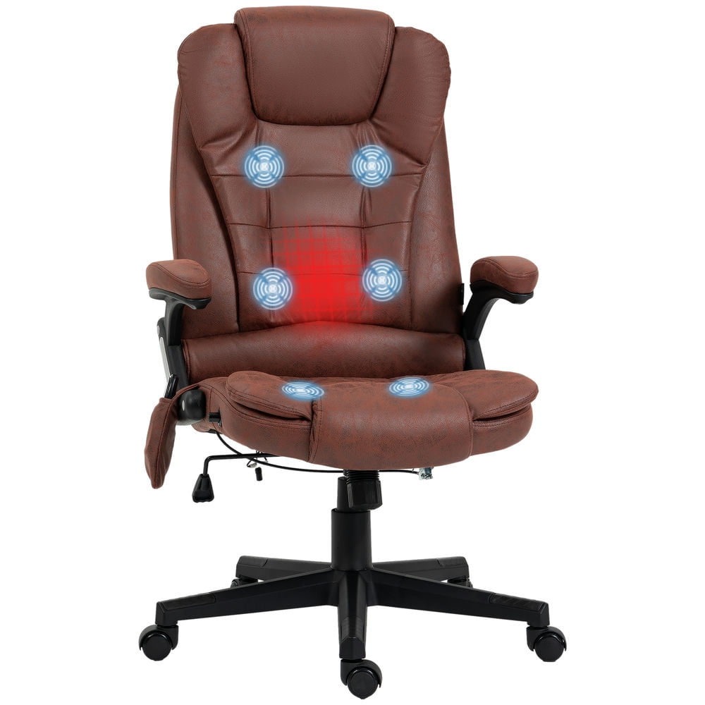 Demi Bonn Vibration Massage Chair with 6 Vibration Points, Armrest, Reclining Backrest, Heated, Microfiber Computer Chair, Office Desk Chair for Home, Brown