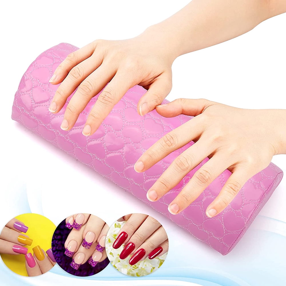 Ownsig Nagelhandkissen U-Form – Silikon, Rosa/rot, Für Maniküre & Nail Art