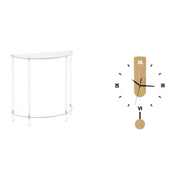 Mesita de noche de acrílico,Mesa auxiliar de acrílico transparente Mesa auxiliar transparente en capas,Mesa pequeña de acrílico,mesita de noche pequeña,compacta,Reloj de pared,Reloj de