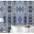 thumbnail image 1 of S4Sassy Self-Stick Decorative Boho Wallpaper, Diamond Geometric Print Wall Paper, Textured Vinyl Waterproof Contact Paper, Blue, 25"X 240" Removable Renter Friendly Walls Covering For Bedroom, Rooms, 1 of 8