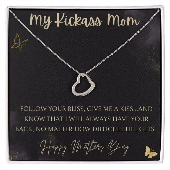 Delicate Heart Necklace To my Kickass Mom Happy Mother Day Gift Birthday Gift