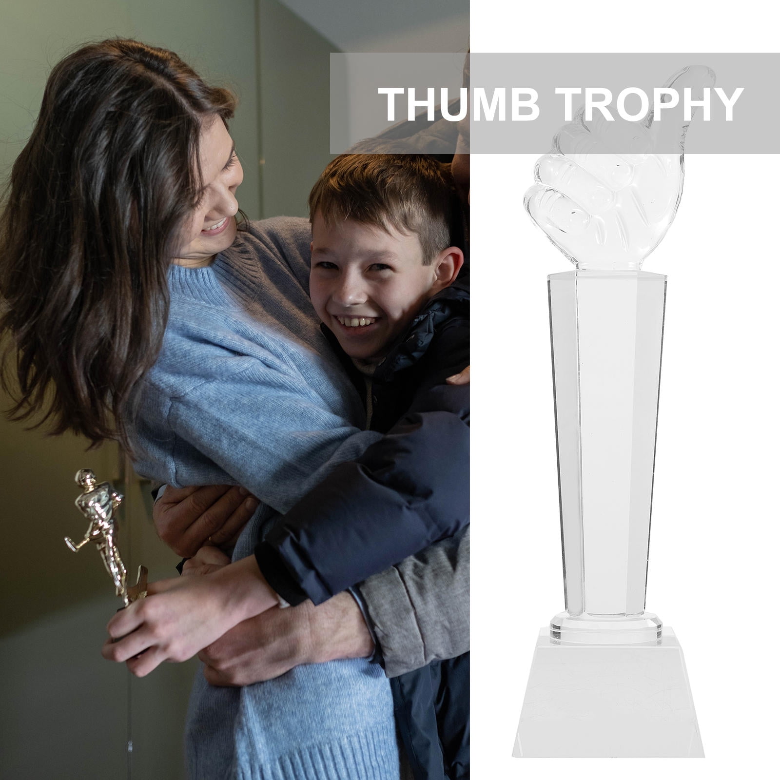 RENACLIPY Clear Crystal Trophy Award Cup for Office, Party, Event Display - Elegant Recognition Prize and Decorative