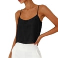 thumbnail image 3 of CUZIBR Women Cami Solid Color Spaghetti Strap Scoop Neck Loose Fit Crop Top Camisole Summer Sleeveless Tank Top Casual Blouse Lightweight Basic Beach Vacation Shirt,Black,XXL, 3 of 6