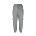thumbnail image 4 of Capri Pants for Women Plus Size Side Pockets Cargo Pants Elastic Drawstring Casual Cropped Pants, 4 of 5