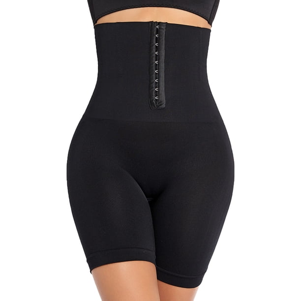 Mujeres Más Tamaño Leggings de Cintura Alta Ajustado con Hebillas Ajustables para Shapewear Frontal Plano, Control Del Vientre de Poliéster