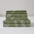 Floral Sage Green Queen Size Sheet Sets White Gingko Leave Print Plant Printed Bedding Sheets