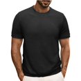 thumbnail image 3 of Men’s Short Sleeve Round Neck Solid Color Knitted Pullover T-Shirt Spring Summer Top, 3 of 8